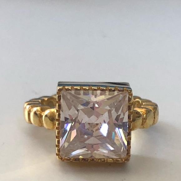 925 Silver size adjustable big cz square ring - Picture 4 of 4